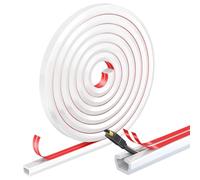 Wapasezyar Canaleta para cables autoadhesiva, color blanco, mini canales flexibles semicirculares, puente para cables, suelo para protección de cables, bandeja para ocultar 1 cable para suelos, techos