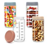 Wapasezyar Juego de 4 tarros de 750 ml con tapa de rosca, para ensalada, yogur, pudín o chutney, como cajas de preparación de harina de Mason Jar