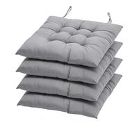Wapasezyar Lot de 4 cojines para silla con lazos, 40 x 40 cm, cojines de asiento cómodos, para interior y exterior, jardín, terraza y comedor, balcón
