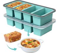 Wapasezyar Souper Cubes - Juego de 2 moldes de silicona para cubitos de hielo, 250 ml, extragrande, con tapa, para sopa, caldo, salsa, cubitos de hielo, sin BPA