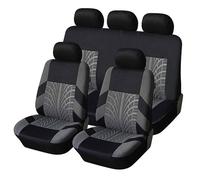 WAPEXI 9 Piezas Juego Completo de Fundas de Asiento para Skoda Rapid Spaceback NH I 2013-2024 en Tela de Malla Transpirable Diseño Deportivo Negro y Gris Moderno