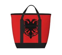 WapNo Bolsa de mano aislada con bandera albanesa que mantiene el frío, ideal para la entrega de alimentos, aislamiento de viajes o mantener el frío en la playa, negro, talla única, Black, Talla única