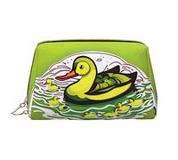 WapNo Duck Flock Game - Bolsa de cosméticos portátil grande, piel de PVC, cierre de cremallera, bolsa de aseo de viaje, bolsa de almacenamiento, Blanco, Talla única