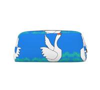 WapNo Estuche de piel con cremallera para lápices, diseño de camello en el desierto, ideal para hombres, mujeres, artistas, uso en casa y oficina, White Goose Spread Its Wings, Talla única, Neceser