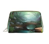 WapNo Little Bridge In The East - Neceser portátil grande de piel de PVC, cierre de cremallera, bolsa de aseo de viaje, bolsa de almacenamiento, Blanco, Talla única