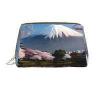 WapNo Monte Fuji In Early Spring - Neceser portátil de piel de PVC, cierre de cremallera, bolsa de viaje, bolsa de almacenamiento, Blanco, Talla única