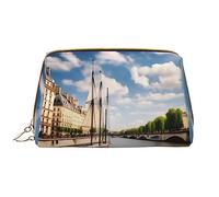 WapNo Seine Sailing - Neceser portátil grande de piel de PVC, cierre de cremallera, neceser de viaje, bolsa de almacenamiento, blanco, talla única, Blanco, One Size