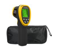 WapoRich Termómetro infrarrojo pirómetro -50 ℃ ~ 800 ℃ con doble láser, temperatura 4 en 1 con humedad, temperatura ambiente, punto de rocío, pantalla a color y función de alarma. No apto para