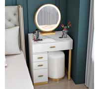 WappiGo Mesa de tocador de maquillaje, tocador con espejo y taburete, 4 cajones de almacenamiento, escritorio de maquillaje, tocador, juego de muebles de dormitorio, tocador de dormitorio para niñas