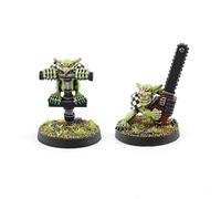 War World Gaming Gutrot Greenskins - Goblins Jugadores Estrella x 2 - Motosierra & Pogo Stick - 28mm Escala Fantasía Futbol Miniatura Figura Personaje Blood Bowl Pieza Pintar Seguimiento Envío
