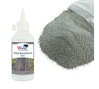 War World Scenics Kit de Balasto 500g & Cola 250ml para Modelismo Ferroviario - Balasto Extrafino Gris Oscuro