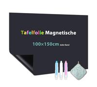 Warasee Pizarra magnética autoadhesiva, 100 x 150 cm, lámina magnética negra, se puede limpiar con un paño, pizarra magnética para superficies lisas en la escuela, oficina, casa, con marcadores de