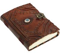 Ward Off - Diario de piel con protección contra el mal de ojo, libro de hechizos de Hocus Pocus, libro de sombras, cuaderno de grimorio para hombres y mujeres, accesorio de decoración en blanco, sin