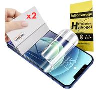 WardSan [2 piezas para iPhone 15 de 6,1'' - Protectores de pantalla de hidrogel 3D con soporte para teléfono dedo para selfie | Antigolpes | Compatible con carcasas TPU | Película protectora TPU suave