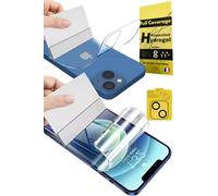 WardSan [2 piezas para iPhone 17-2 protectores de hidrogel delantero y trasero 3D con cámara de vidrio templado + soporte para selfie | Antigolpes | Compatible con carcasas | Película protectora TPU
