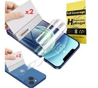 WardSan [4 piezas para iPhone 16 (6,27") - 4 protectores de hidrogel (2 delanteras y 2 traseras) 3D | Antigolpes, compatible con carcasas | Película flexible | Mejor que un vidrio templado