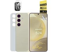 WardSan [6 piezas para Samsung Galaxy Series - 4 protectores de hidrogel 2 delanteros y 2 traseros 3D +2 vidrio templado cámara | Película blanda| Mejor que un cristal templado (Galaxy S24)