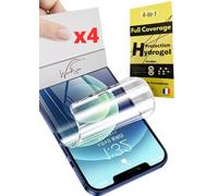 WardSan [Juego de 4 protectores de pantalla para iPhone 15 Pro de 6,1 pulgadas, hidrogel HD, transparente, protector flexible de TPU irrompible, compatible con carcasas, flexible (no de cristal