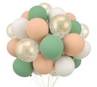 WAREHOUSE 30 Piezas Globos verde oliva Blanco,12 Pulgadas Cromado Metálico verde oliva Blanco Confeti Globos, Latex Helio verde oliva Blanco y Globos para Cumpleaños Aniversario Boda Niños.