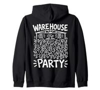 Warehouse Party, Retro, Rave, Vintage, años 90, Club House Dance del Reino Unido Sudadera con Capucha