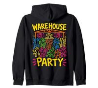 Warehouse Party, Retro, Rave, Vintage, años 90, Club House Dance del Reino Unido Sudadera con Capucha