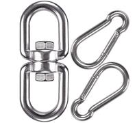 WAREMAID Giratorio de Acero Inoxidable, Anillo Giratorio con Doble Extremo y Ojo Giratorio con 2 Ganchos de Cierre para Silla Colgante, Bolsa de Boxeo, Columpios de Árbol, Tela de Aire Giratoria