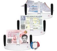 WARESCO® Soporte Tarjeta Parabrisas Pro (x3) - Kit Profesional para Taxi, VTC, Flotas y Tarjeta Discapacidad - Porta Tarjeta Universal Adhesivo Transparente - Policarbonato ISO, Resistente UV y Calor