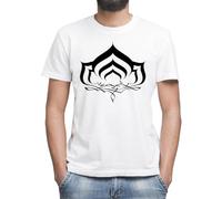 Warframe Lotus Black Logo Symbol Camiseta Clásica de Hombre con Cuello Redondo y Manga Corta Large
