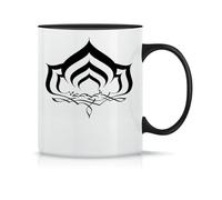 Warframe Lotus Black Logo Symbol Taza de Té y Café de Cerámica Clásica Blanca Negra y Rosa Mágica 330ml