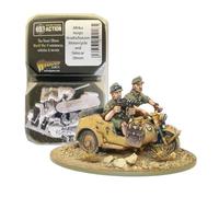 Wargames Delivered - Bolt Action Afrika Korps Kradschutzen Motocicleta y Sidecar 28mm Miniaturas - Metal Moto & Sidecar, 2 Metal Riders, Digital Bundle- Action Figure Model Kits