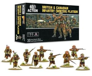 Warlord Games Pelotón de infantería británica y canadiense (invierno) - Miniaturas de plástico a escala de 28 mm para acción de pernos altamente detalladas en miniaturas de la Segunda Guerra Mundial
