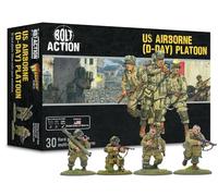Warlord Games US Airborne D-Day Platoon - Miniaturas de plástico a escala de 28 mm para acción de pernos altamente detalladas en miniaturas de la Segunda Guerra Mundial