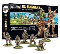 Warlord Games US Rangers Infantry - Miniaturas de plástico a escala de 28 mm para acción de pernos altamente detalladas, miniaturas de la Segunda Guerra Mundial para juegos de guerra de mesa