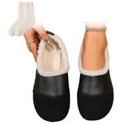 Warm and Luxurious Winter Leather Shoes for Women with Fuzzy Inside Soft and Comfortable Warm Casual Shoes (41,Black)