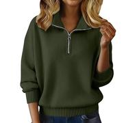 Warm Artificial Cashmere Sweaters for Women Soft Fashion Quarter Zip Mock Neck Long Sleeve Winter Pullover Tops 2026 New (Olive Green,S)