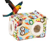 Warm Bird Nest House - Canvas PP Cotton Plush 30x18.5x18.5cm | Parrot Nest Bed, Thick Winter Bird Sleeping Hideaway Hut | Washable Cage Shelter For Parakeet Cockatiel Lovebird Indoor Rest Use