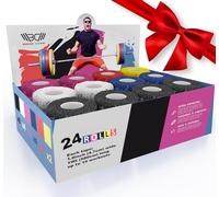 WARM BODY COLD MIND Cinta Weightlifting Dedos para de Levantamiento Pesas - Hook Grip Tape Crossfit, Esparadrapo Deportivo, Autoadhesivas Flexible Vendas Halterofilia Lifting Gym (Mix 24 Rollos)