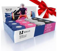 WARM BODY COLD MIND Cinta Weightlifting Dedos para de Levantamiento Pesas - Hook Grip Tape Crossfit, Lifting Thumb Tape (12 Rollos Mix, 5,8m x 4,7cm)