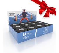 WARM BODY COLD MIND Cinta Weightlifting Dedos para de Levantamiento Pesas - Hook Grip Tape Crossfit, Lifting Thumb Tape (12 Rollos Negro, 5,8m x 4,7cm)