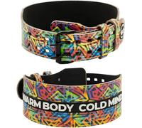WARM BODY COLD MIND Cinturón de Levantamiento de Pesas Cuero. Cinturón Ajustable de 4" con para Entrenamiento, Sentadillas Gimnasio, (Arcoíris, M)