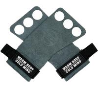 WARM BODY COLD MIND Empuñaduras de Cuero - 3 Dedos (par) para Levantamiento de Pesas, Gimnasia, Entrenamiento Cruzado, (M, Basic Graphite)