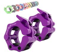 WARM BODY COLD MIND Reforzado Cierres para Pesas de 50mm - Collares de Levantamiento de Pesas, Abrazaderas de Barra, Mancuerna para Barras Olímpica, Barbell Collars, Gym, Fitness Clamps (Púrpura)