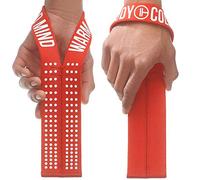 WARM BODY COLD MIND V1 Correas para Levantamiento de Pesas Halterofilia olímpica, Powerlifting, Entrenamiento de Fuerza Funcional: Correas de Agarre Hechas de algodón (Rojo/Blanco)