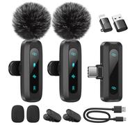 WARM BOX Micrófono Lavalier inalámbrico para iPhone, iPad, teléfono Android, Paquete de 2 Mini micrófonos con reducción de Ruido (2EN1)