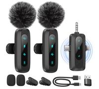 WARM BOX Micrófono Lavalier inalámbrico para iPhone, iPad, teléfono Android, Paquete de 2 Mini micrófonos con reducción de Ruido (3EN1)