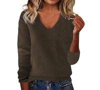 Warm Cashmere Sweaters for Women V Neck Classic Soft Pullover Sweater Loose Casual Long Sleeve Fall Winter Tops