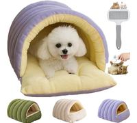 Warm Cat Cave Bed - Removable and Washable Winter Closed-Off Cat Bed, Cozy Pet Comfort (Purple,L)
