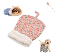 Warm Cave Nest Sleeping Bed,Cozy Pet Nest, Soft Self Warming Pet Sleeping Portable Handwoven Pets Bed,Puppy House for Cats and Dogs All Seasons Indoors (Pink, L)