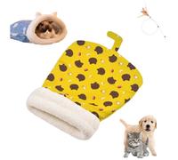 Warm Cave Nest Sleeping Bed,Cozy Pet Nest, Soft Self Warming Pet Sleeping Portable Handwoven Pets Bed,Puppy House for Cats and Dogs All Seasons Indoors (Yellow, L)
