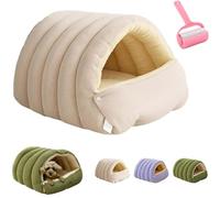 Warm Cozy Pet Bed,Soft Warm Plush Cat Dog Pet Cave Nest,Indoor Cute Dog Cat Bed,Cave Style Cozy Hideaway with Removable Washable Cover & Anti-Slip Base (Beige, 45*30*19cm/17.72*11.81*7.48inches)